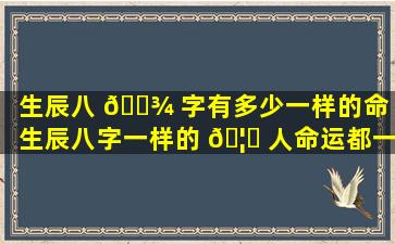 生辰八 🌾 字有多少一样的命「生辰八字一样的 🦁 人命运都一样吗」